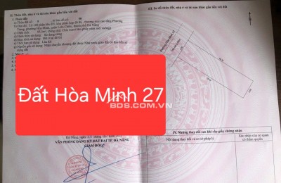 Bán đất MT đường 6m Hòa Minh 27 - Diện tích đất 95.5m2 (5x19.1) vuông vức